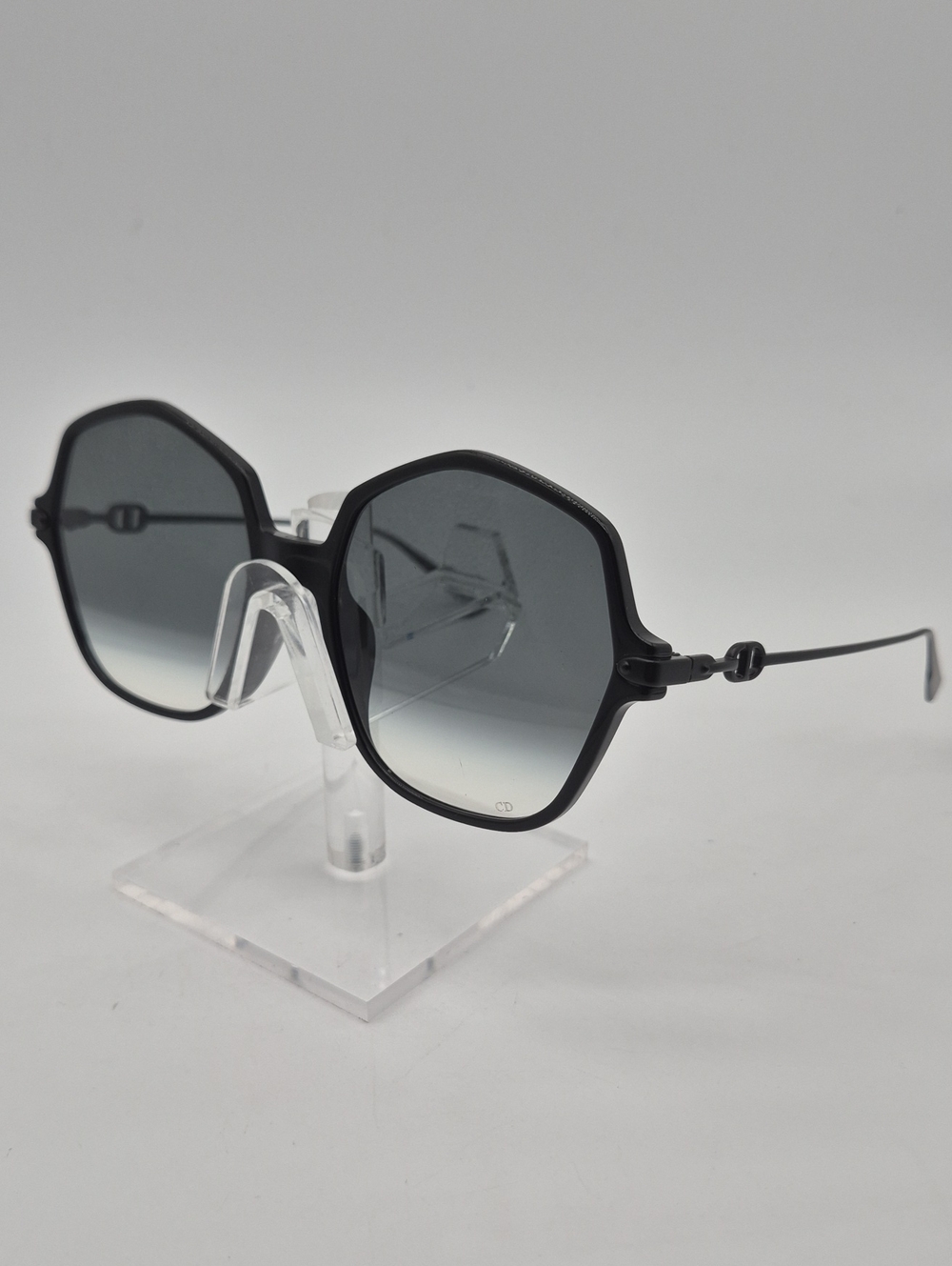 Dior Women's Black Octagonal Sunglasses with Gradient Gray Lenses